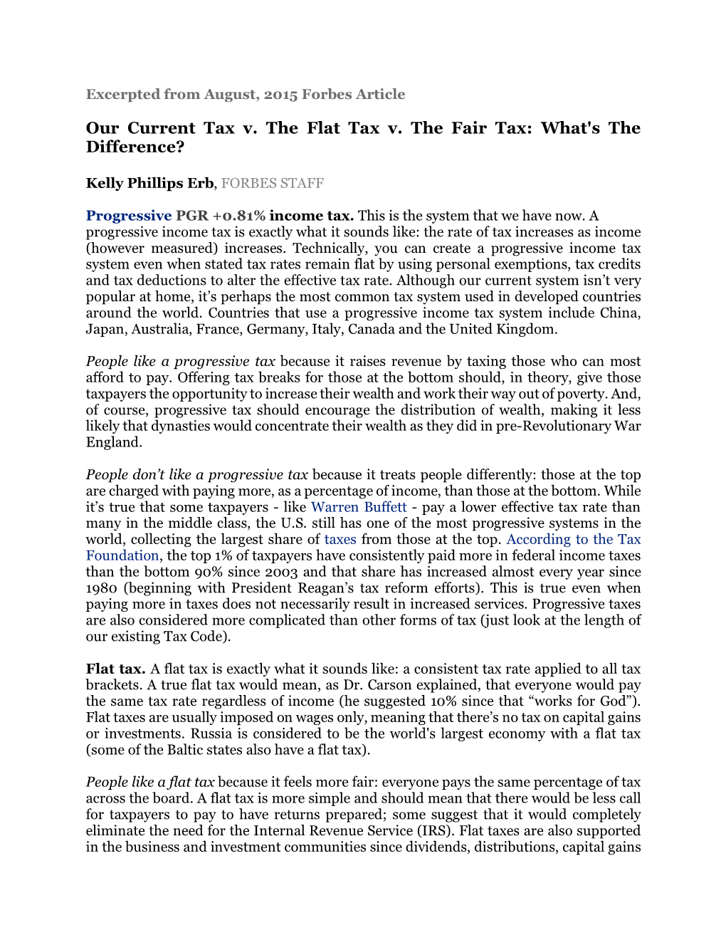 Our Current Tax V. the Flat Tax V. the Fair Tax: What's the Difference?