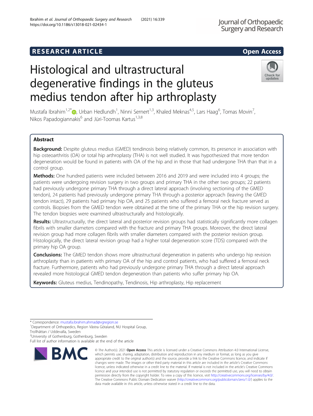 Histological and Ultrastructural Degenerative Findings in the Gluteus
