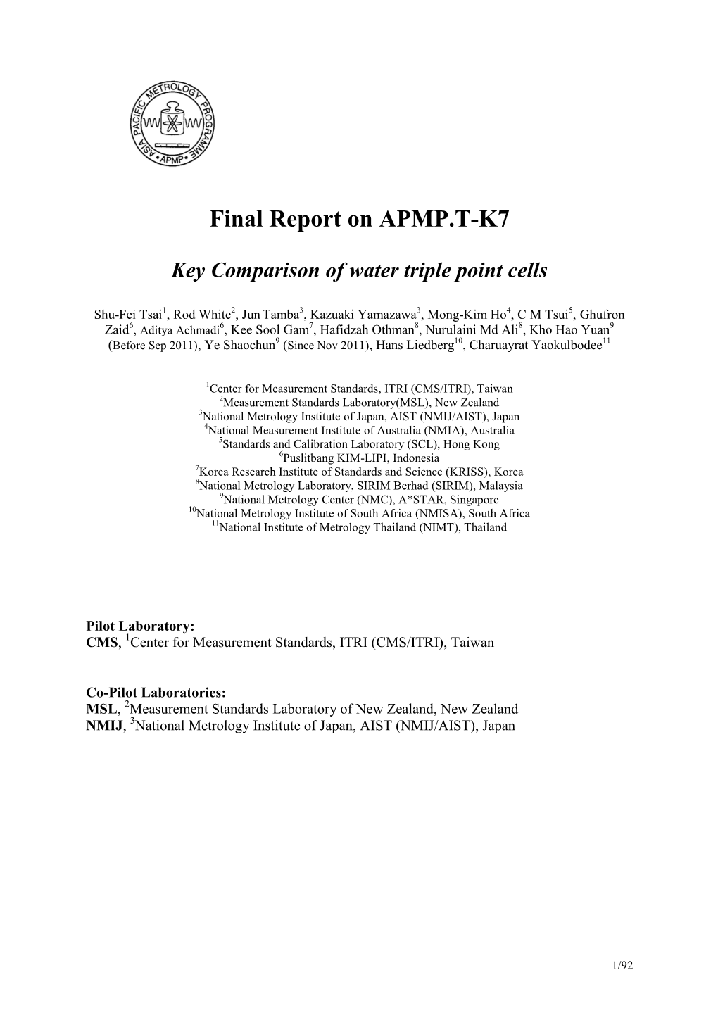 Protocol for the CCT Comparison of Water Triple Point Cells