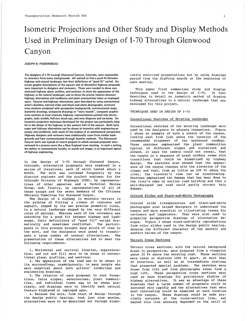 Isometric Projections and Other Study and Display Methods Used in Preliminary Design of I-70 Through Glenwood Canyon