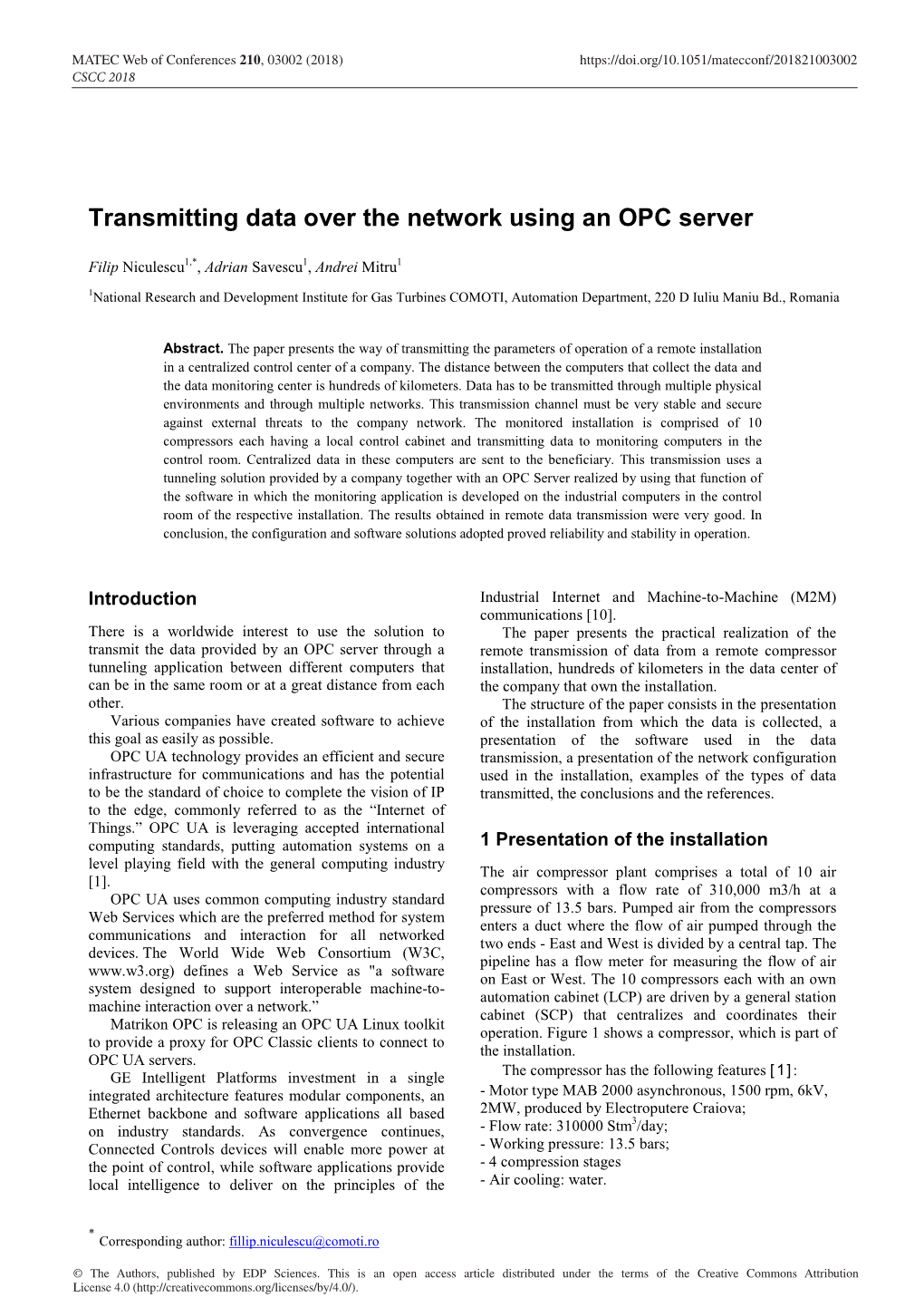 Transmitting Data Over the Network Using an OPC Server