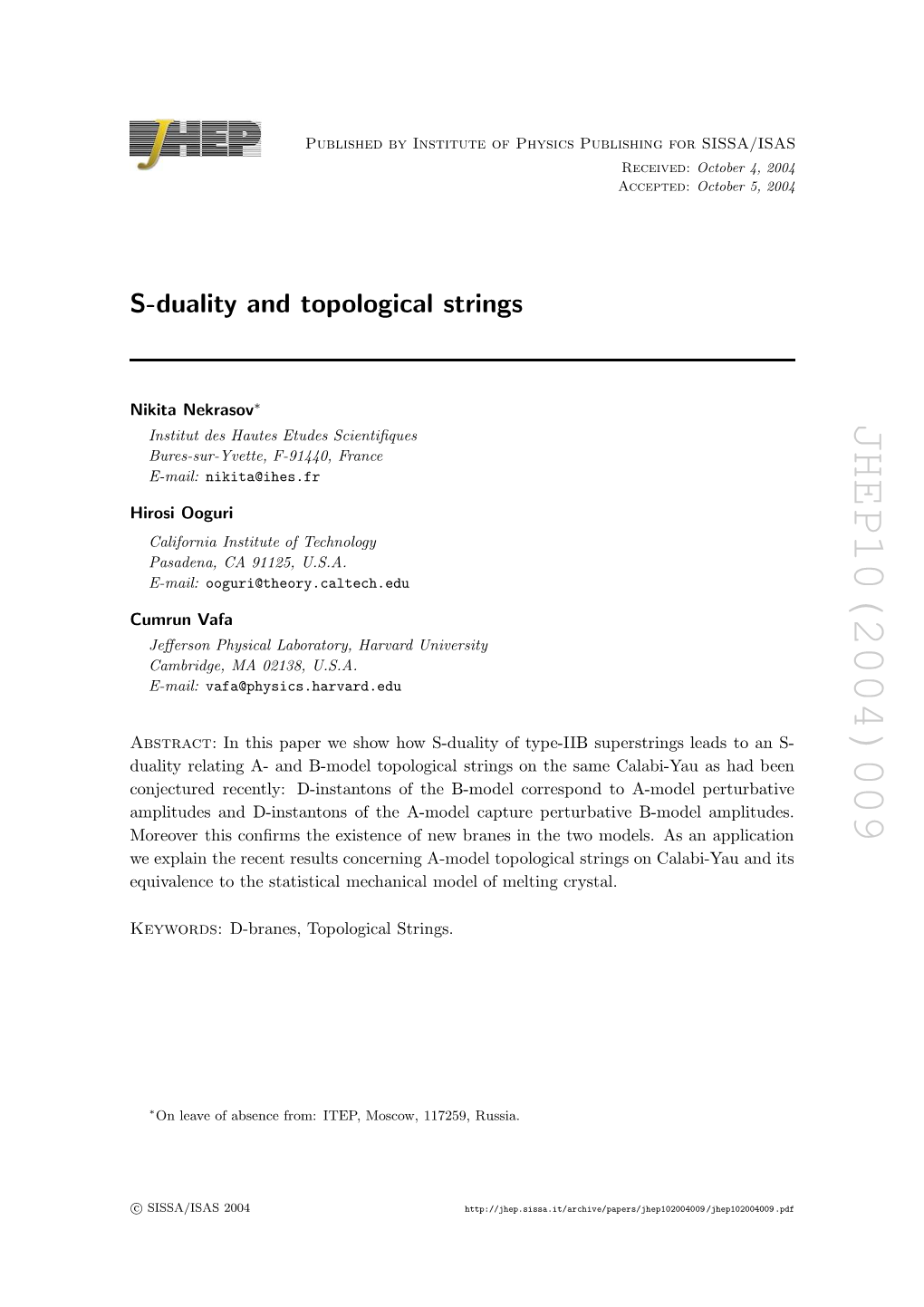 JHEP10(2004)009 E S- Its .Pdf Een 2004 2004 B an 5, 4, and to Er Er Had Au Erturbativ Application Amplitudes