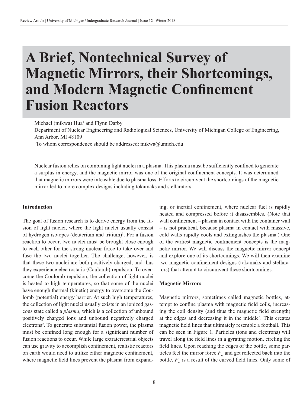 A Brief, Nontechnical Survey of Magnetic Mirrors, Their Shortcomings, and Modern Magnetic Confinement Fusion Reactors