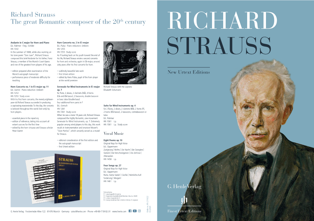 Richard Strauss the Great Romantic Composer of the 20Th Century RICHARD