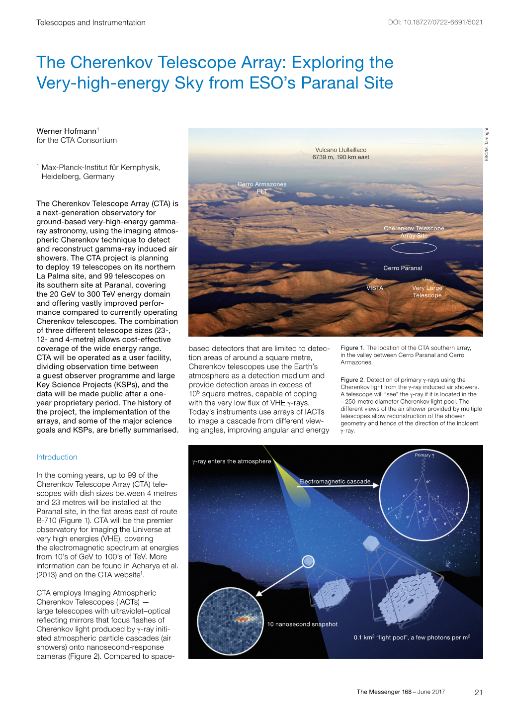 The Cherenkov Telescope Array: Exploring the Very-High-Energy Sky from ESO’S Paranal Site