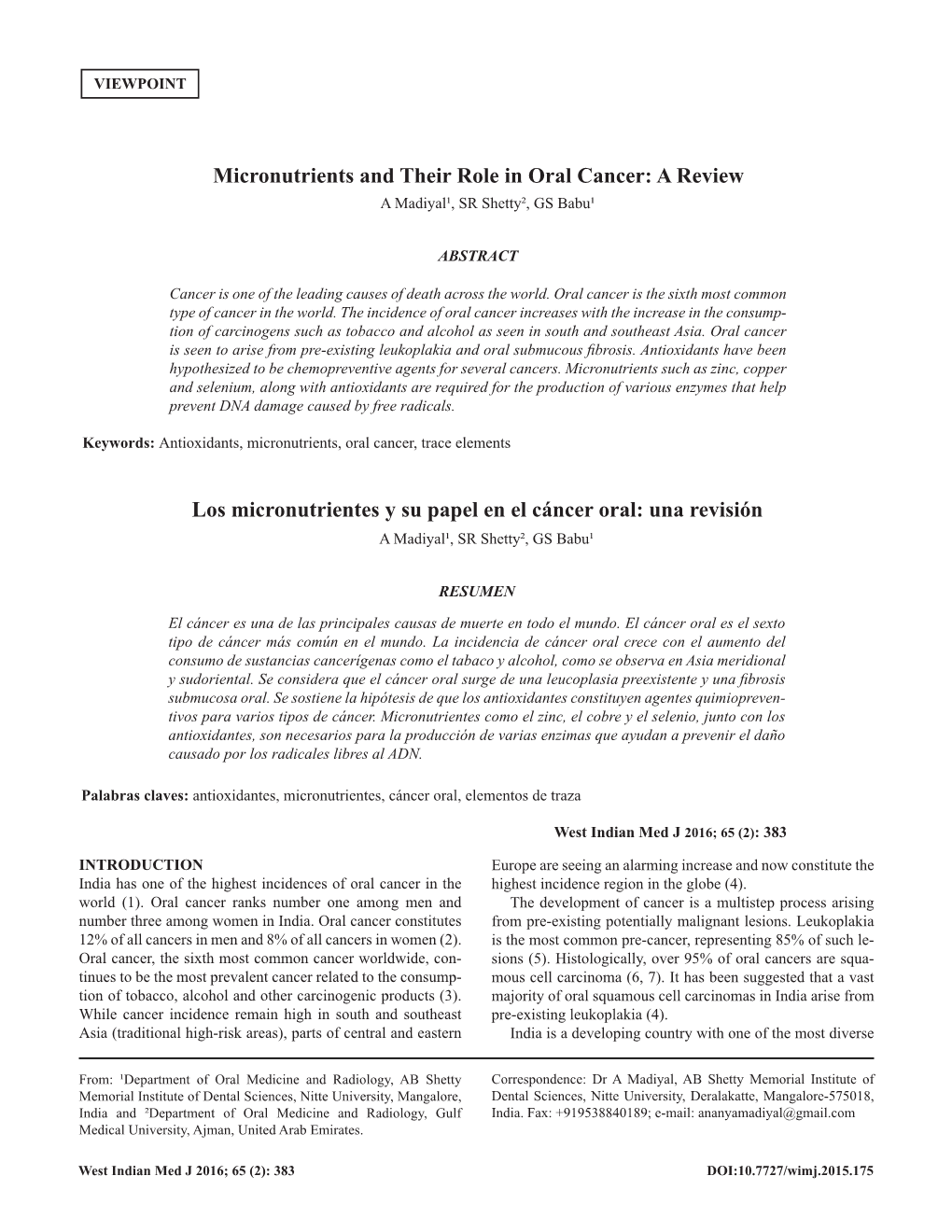 A Review Los Micronutrientes Y Su Papel En El Cáncer Oral