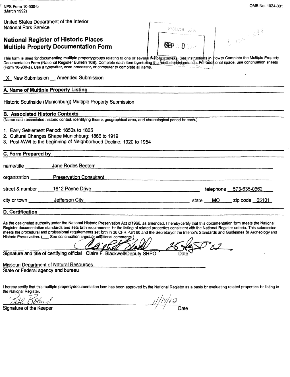 National Register of Historic Places Multiple Property Documentation Form