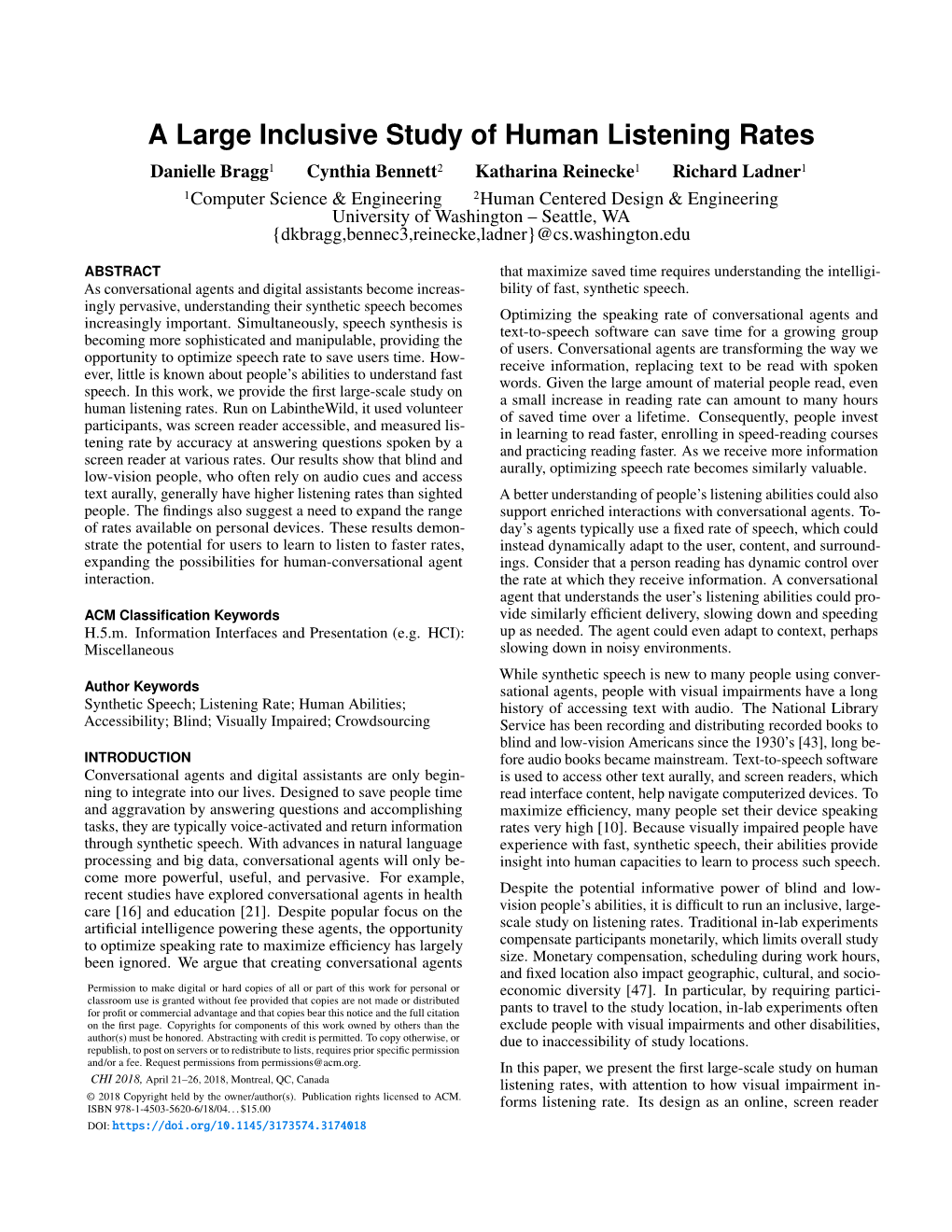 A Large Inclusive Study of Human Listening Rates