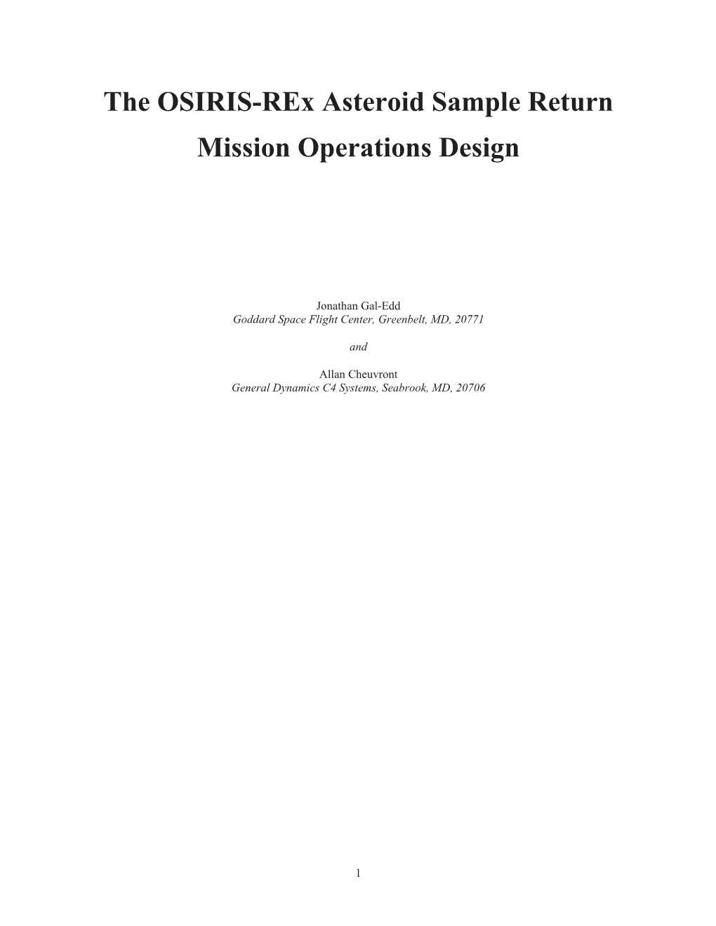 The OSIRIS-Rex Asteroid Sample Return Mission Operations Design