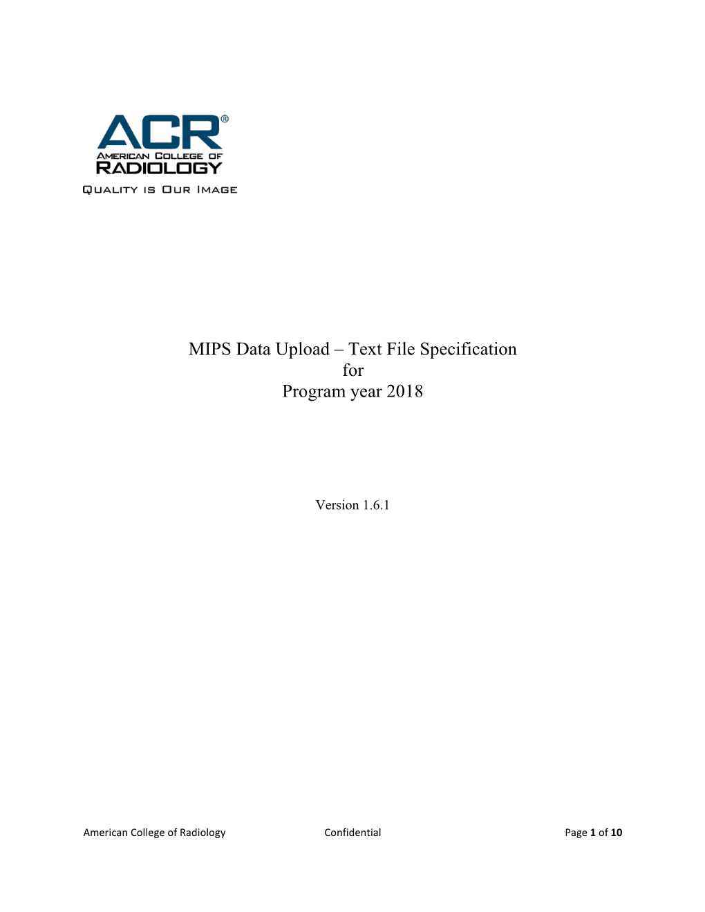 MIPS Data Upload – Text File Specification for Program Year 2018