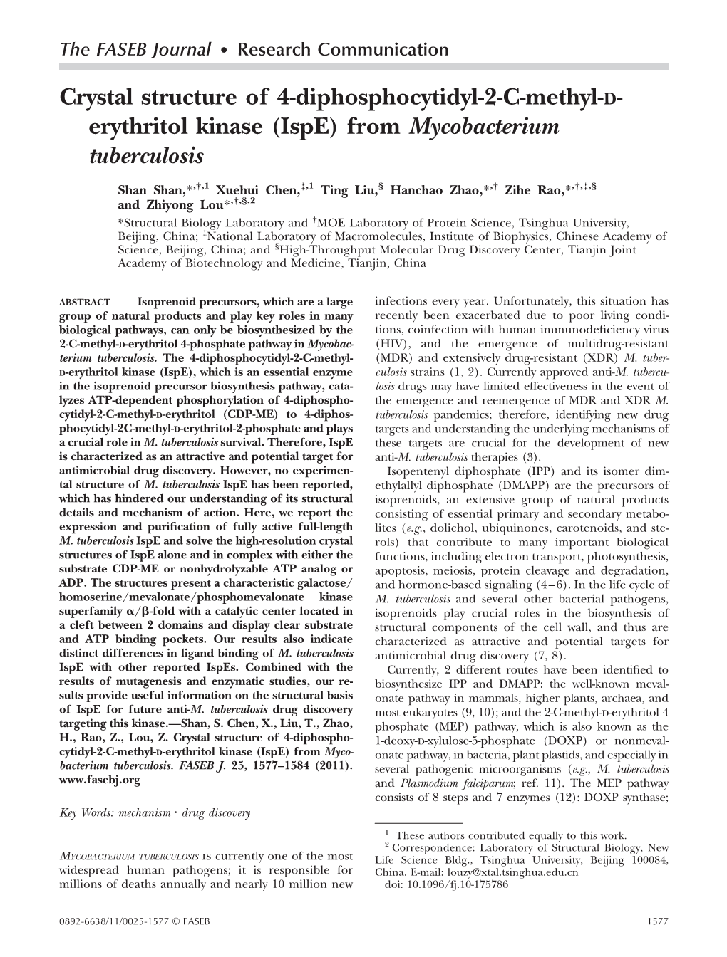 From Mycobacterium Tuberculosis