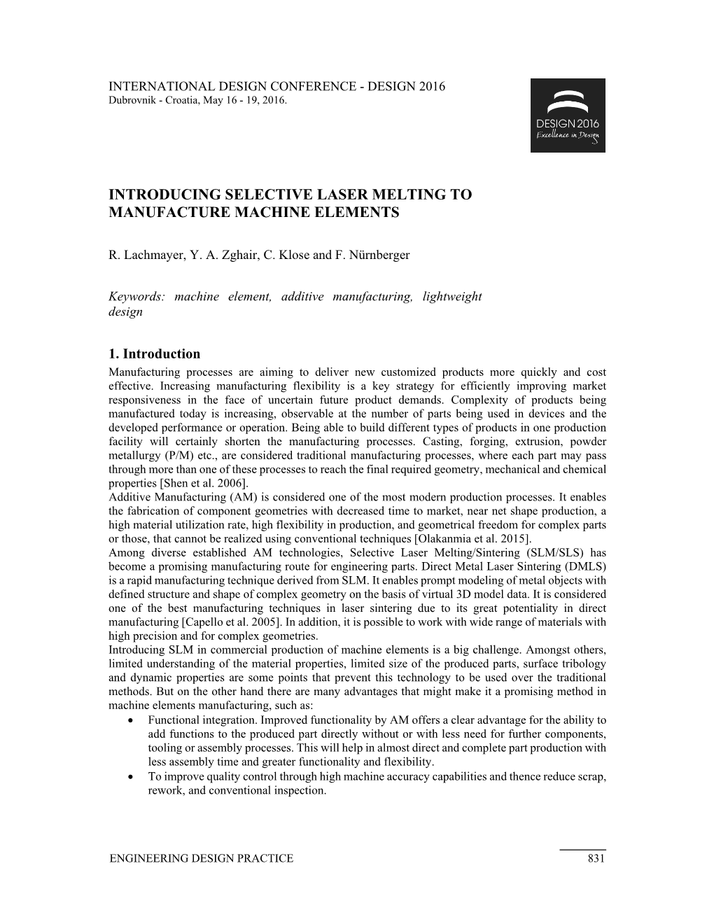 Introducing Selective Laser Melting to Manufacture Machine Elements