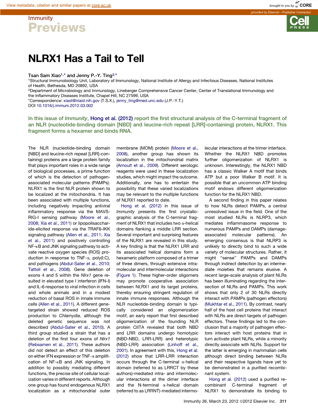 NLRX1 Has a Tail to Tell