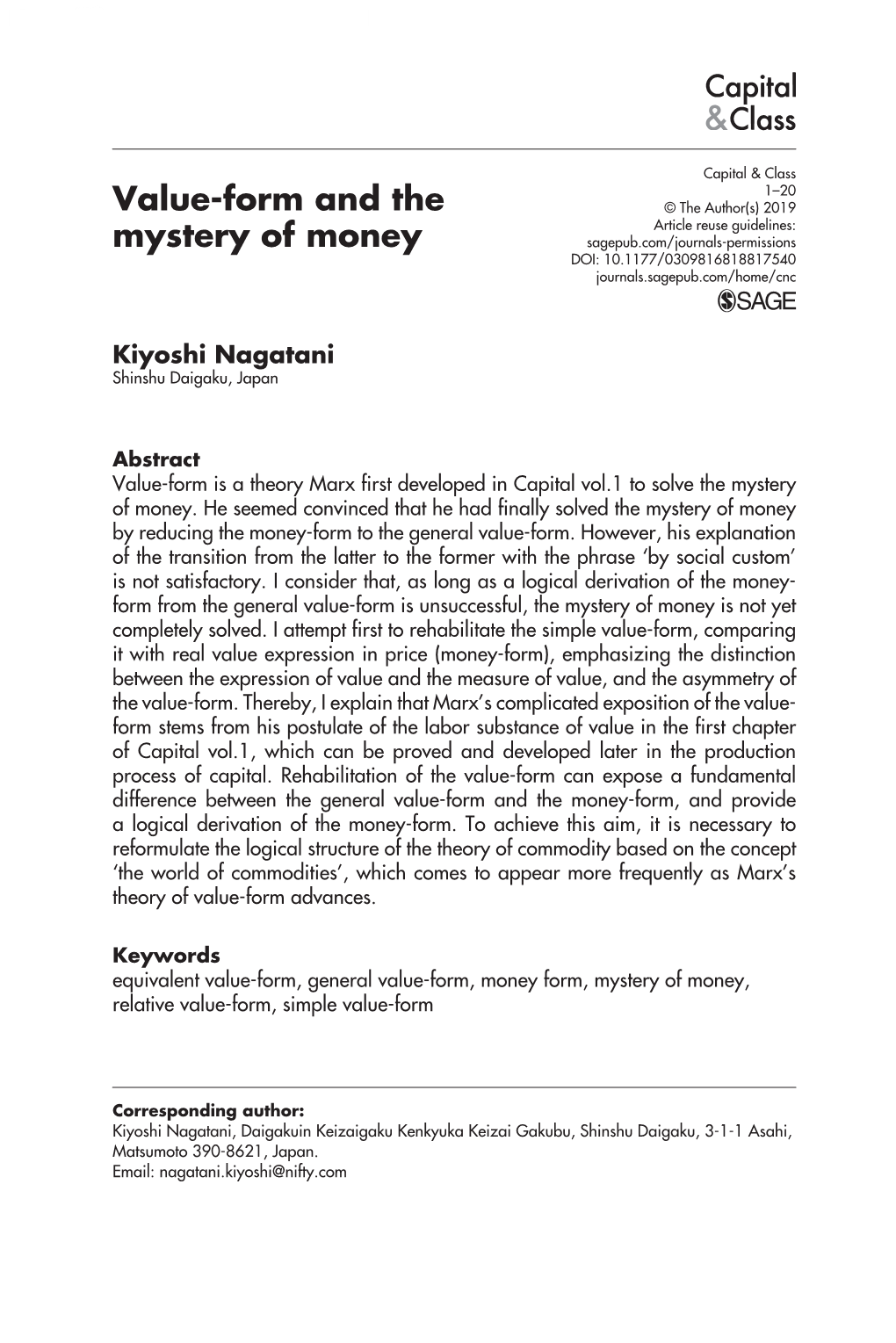 Value-Form and the Mystery of Money