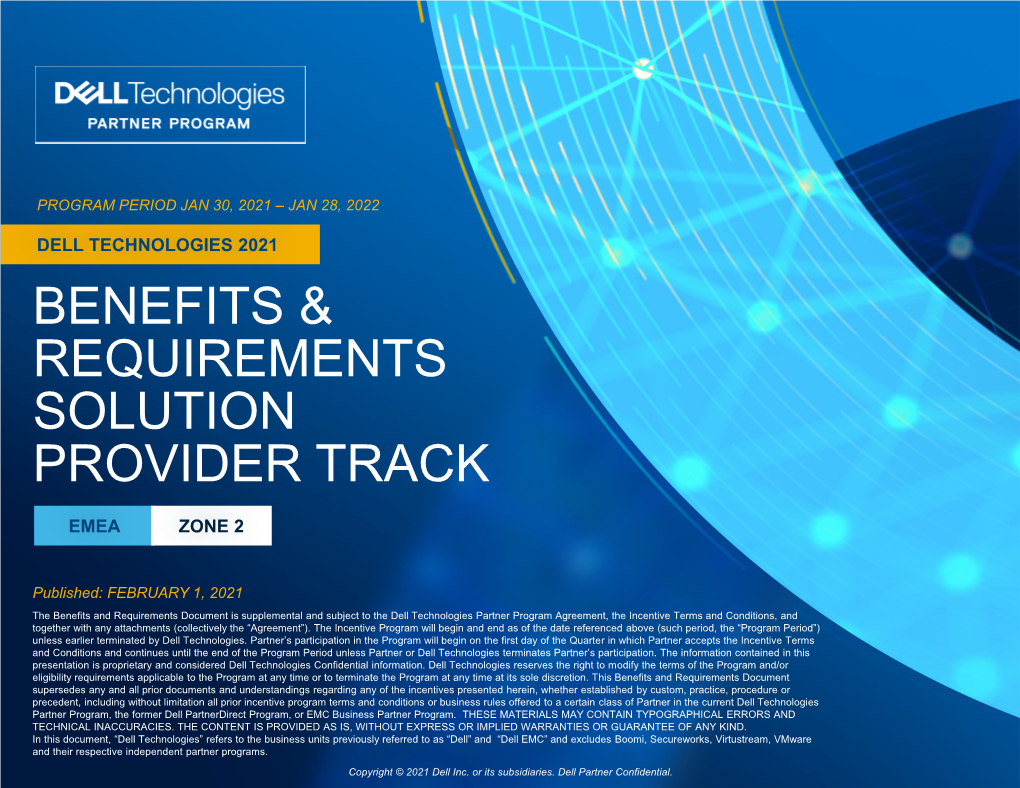 2021 Partner Program Benefits & Requirements Solution Provider Track