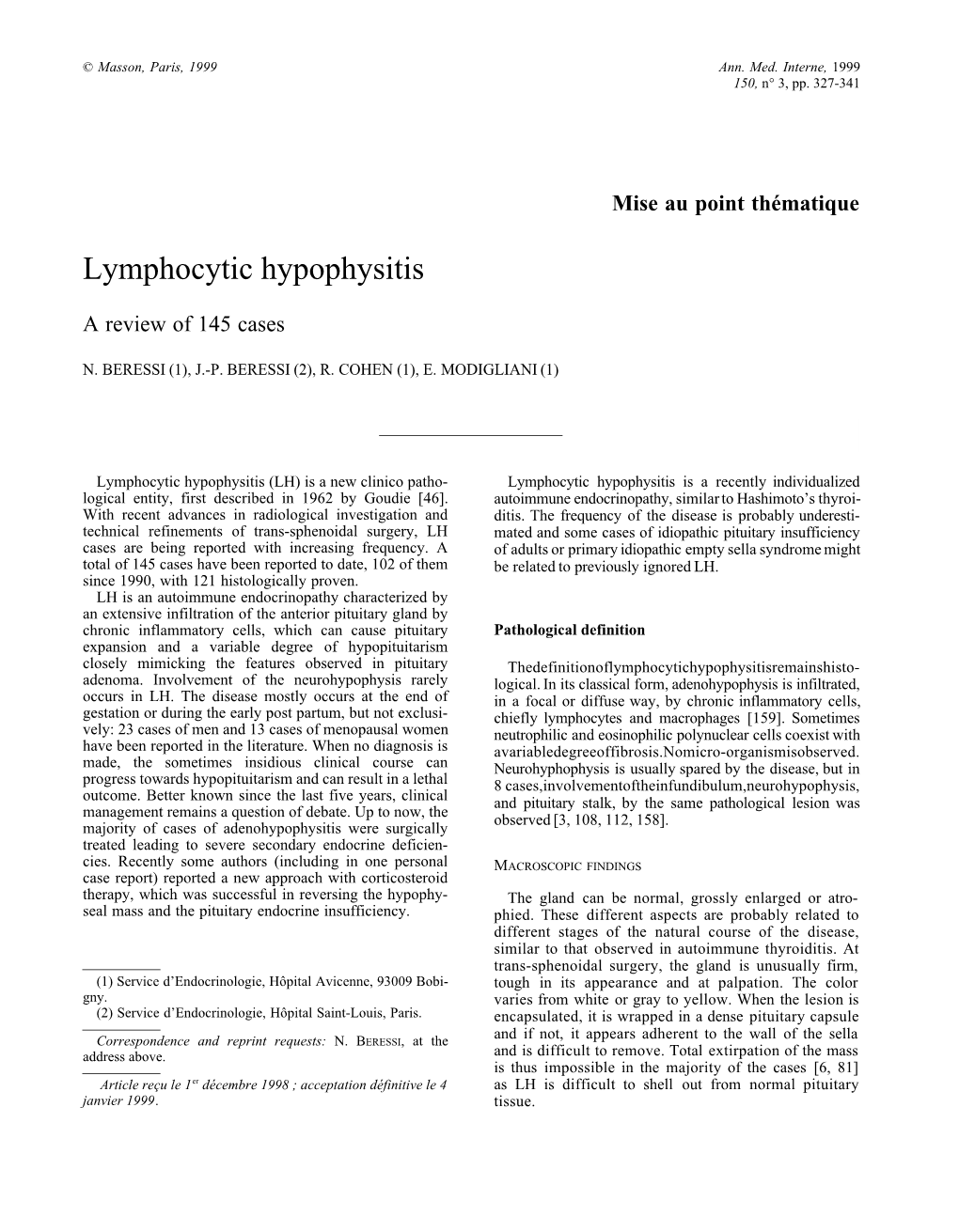 Lymphocytic Hypophysitis