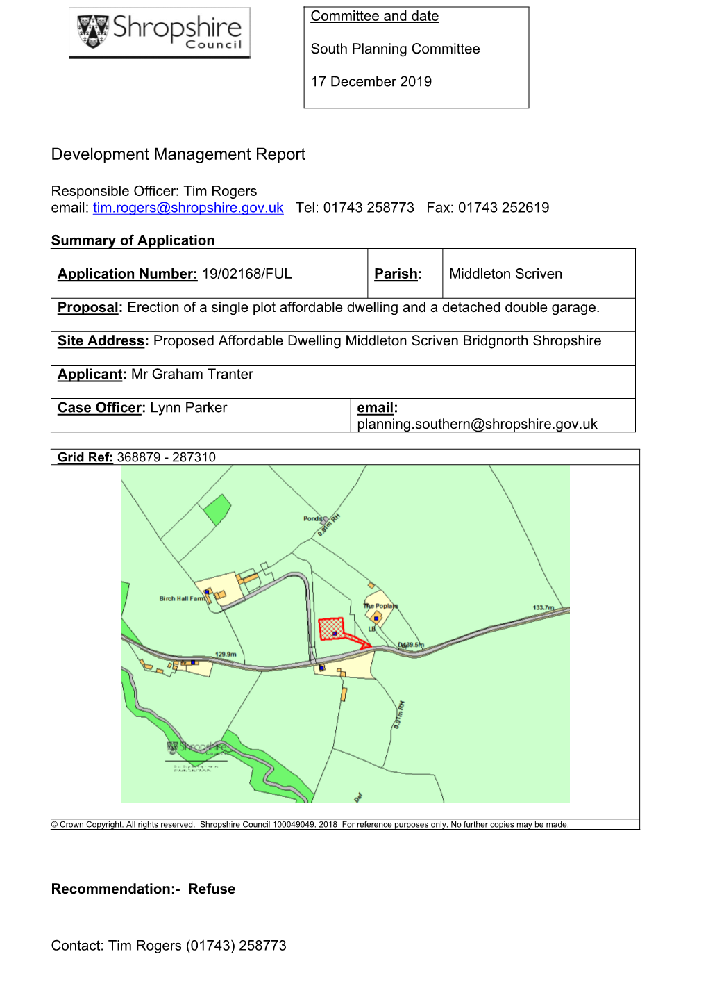 Proposed Affordable Dwelling Middleton Scriven Bridgnorth Shropshire