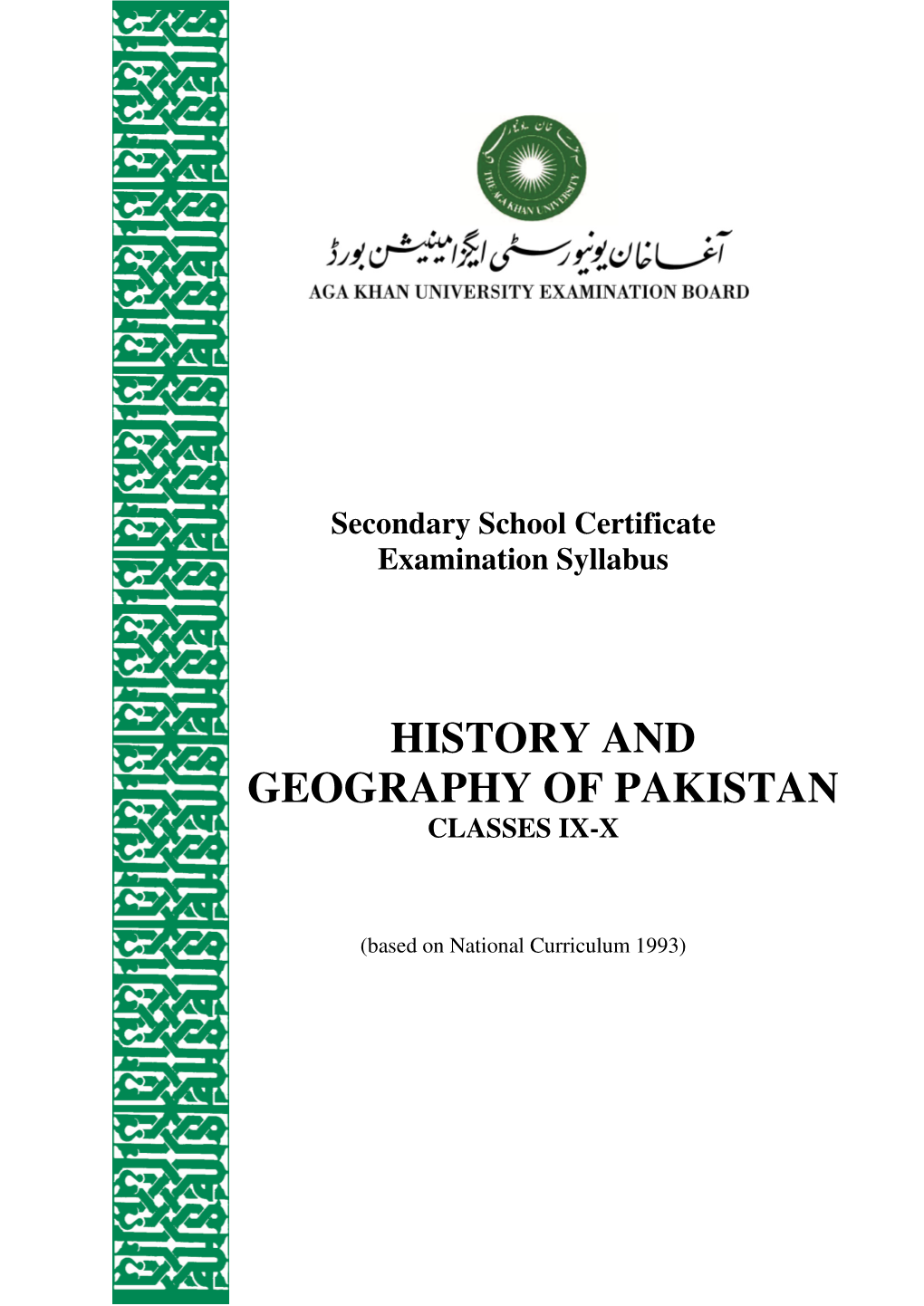History and Geography of Pakistan Classes Ix-X