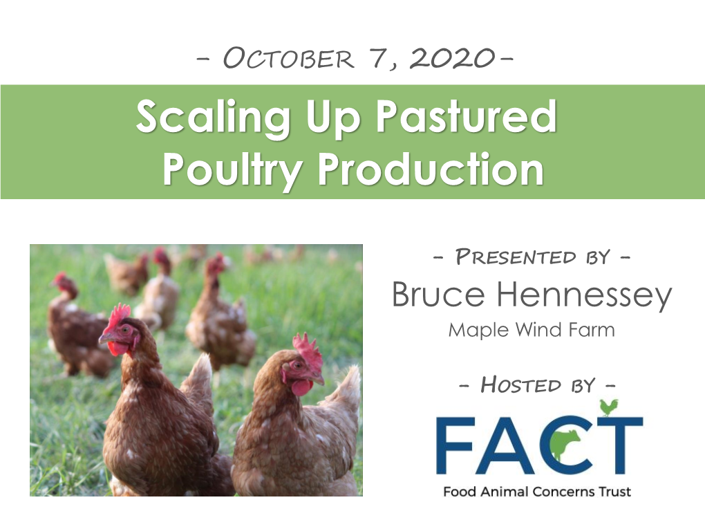 Scaling up Pastured Poultry Production