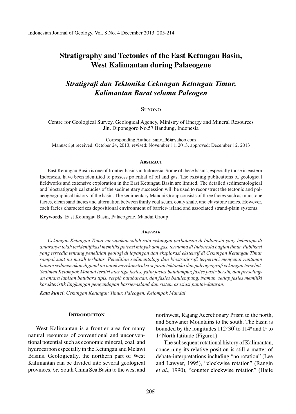 Stratigraphy and Tectonics of the East Ketungau Basin, West Kalimantan During Palaeogene