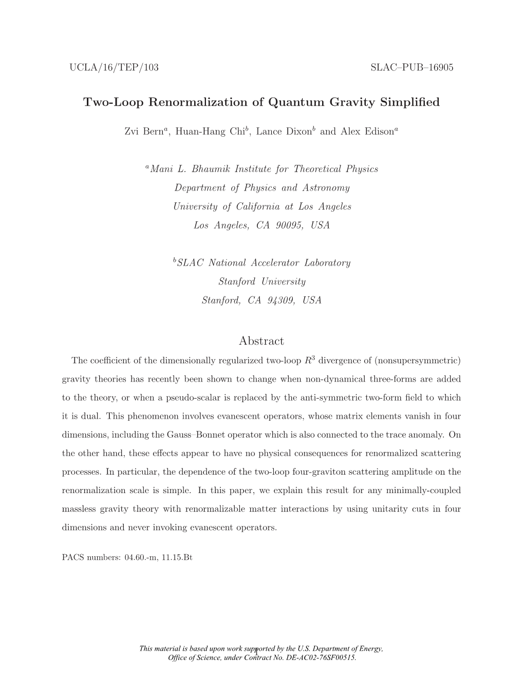 Two-Loop Renormalization of Quantum Gravity Simplified