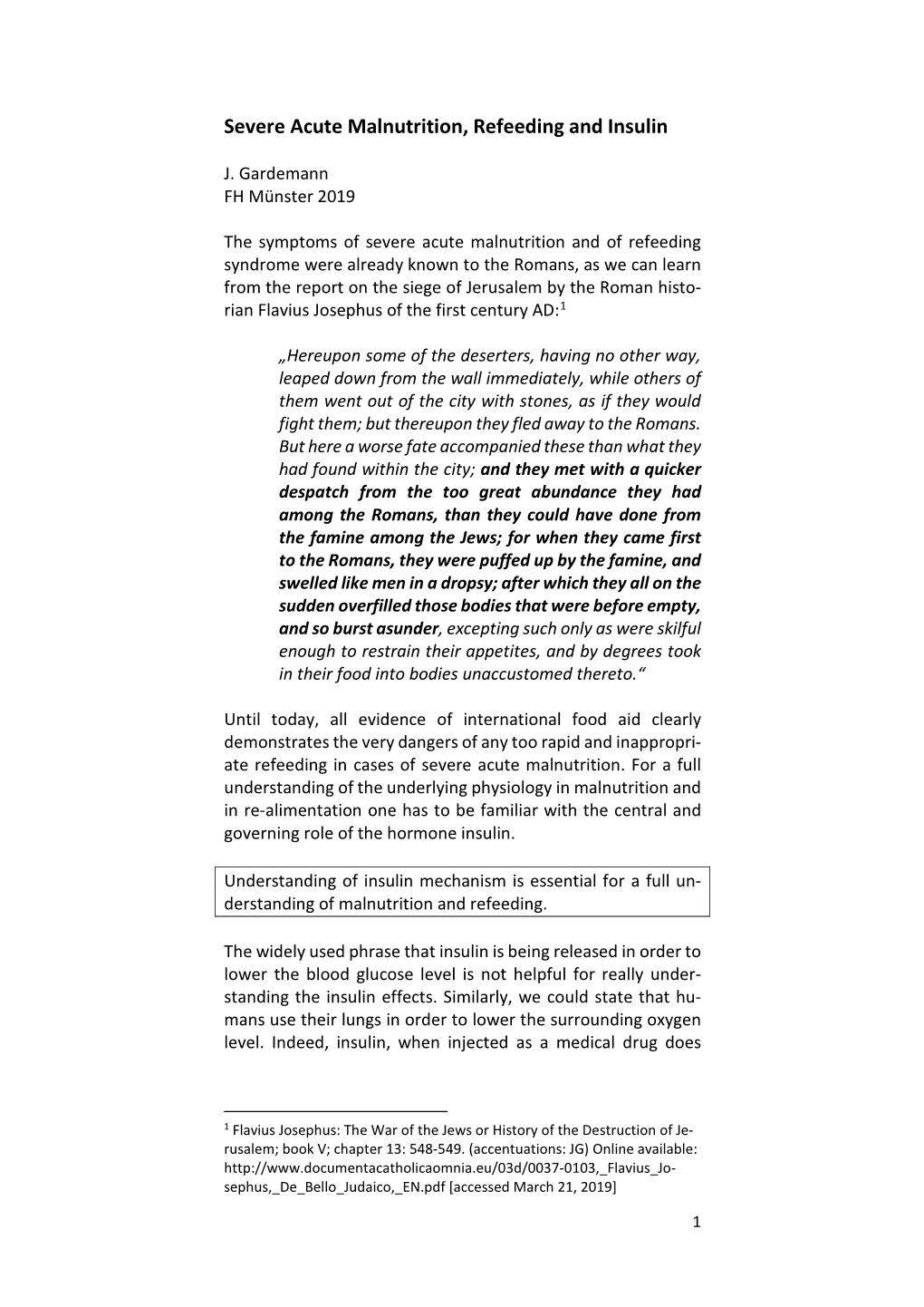 Severe Acute Malnutrition, Refeeding and Insulin