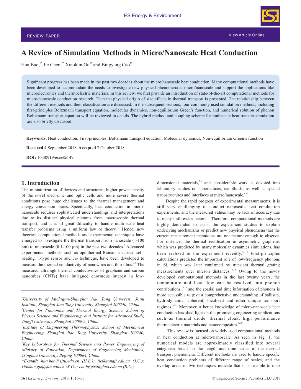 A Review of Simulation Methods in Micro/Nanoscale Heat Conduction