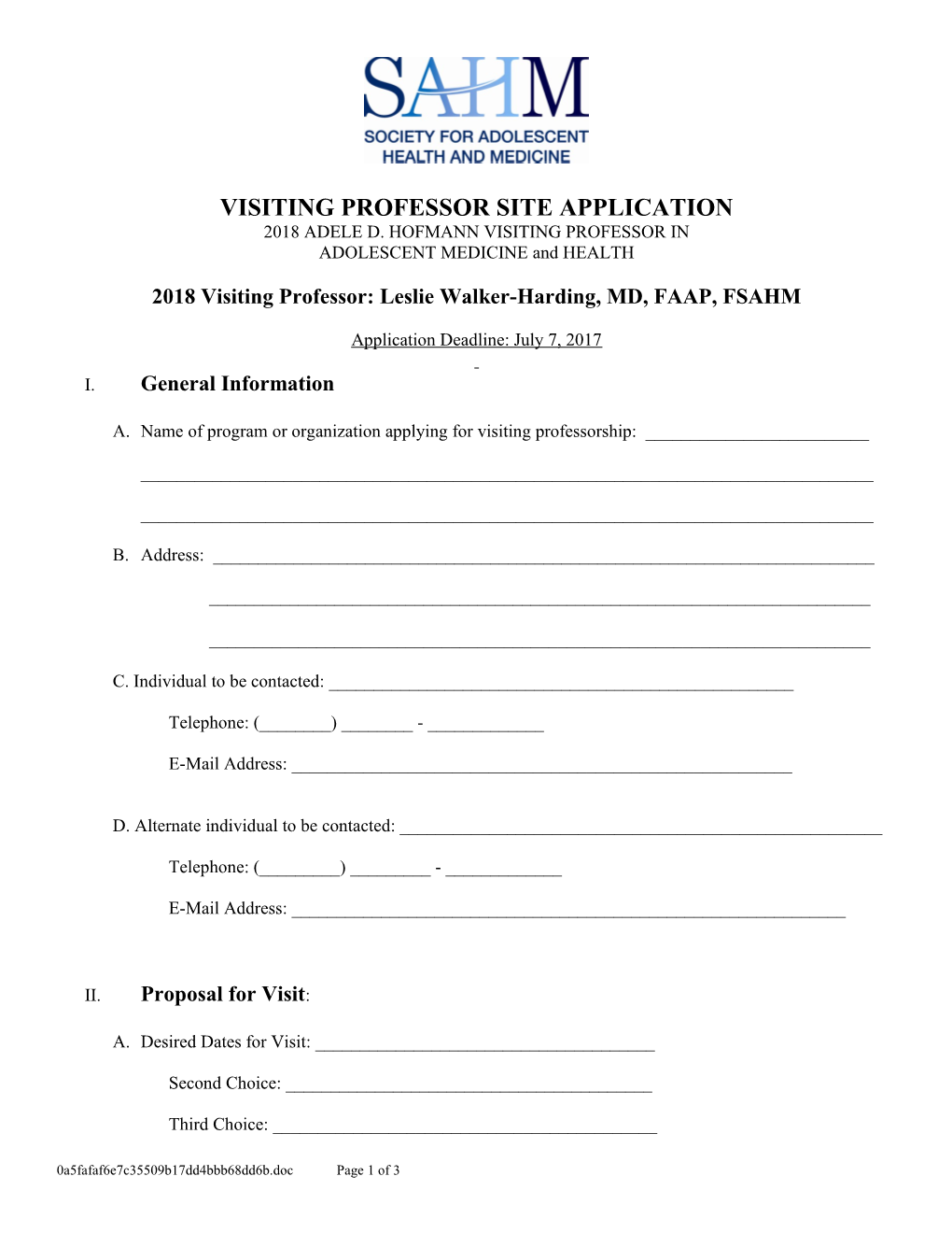 Visiting Professor Site Application s1