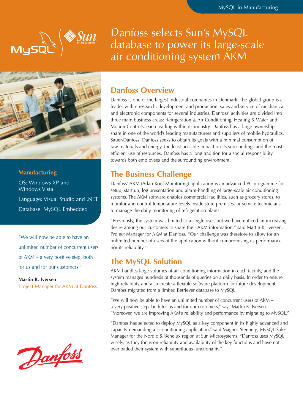 Danfoss Selects Sun's Mysql Database to Power Its Large-Scale Air Conditioning System