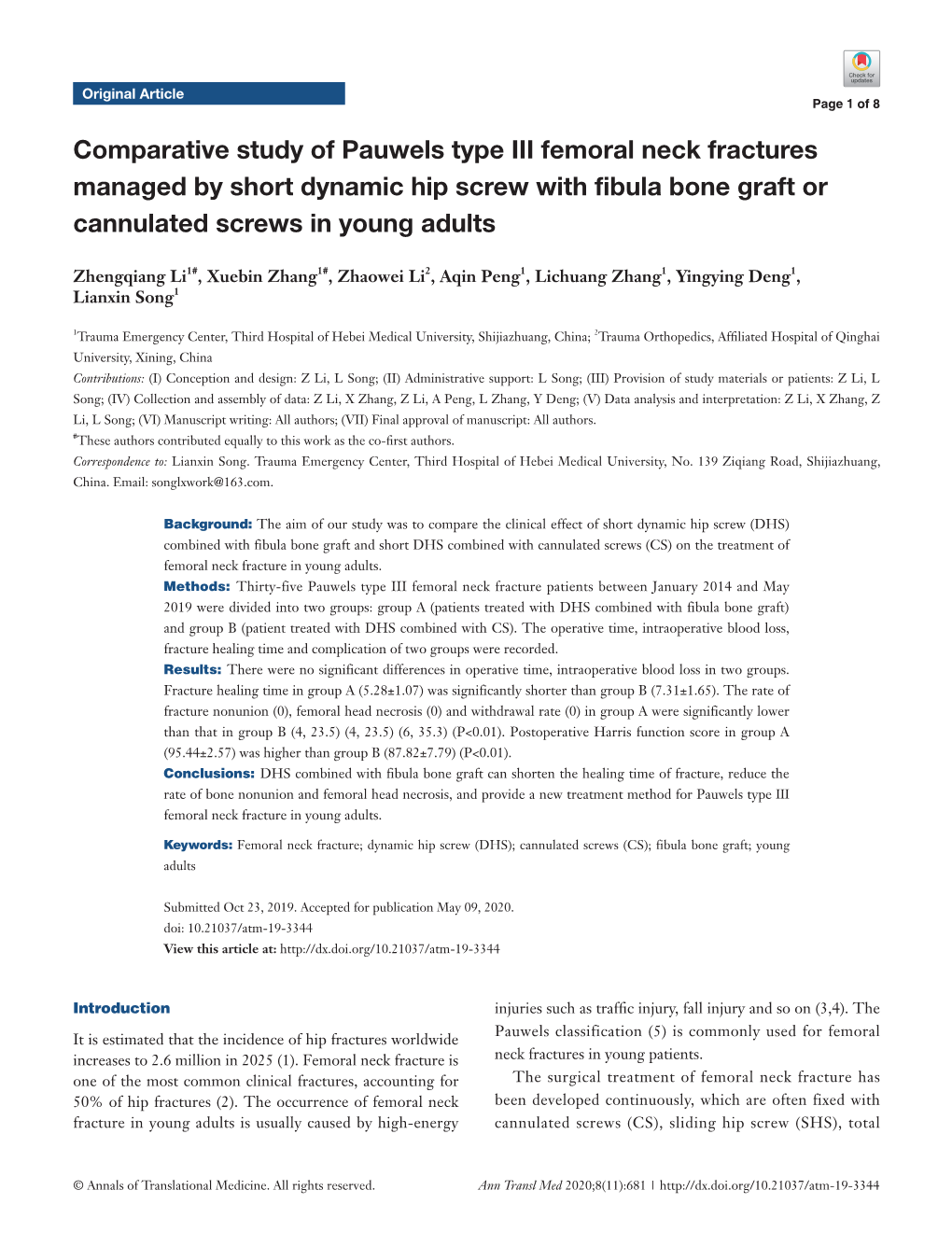 Comparative Study of Pauwels Type III Femoral Neck Fractures Managed by Short Dynamic Hip Screw with Fibula Bone Graft Or Cannulated Screws in Young Adults