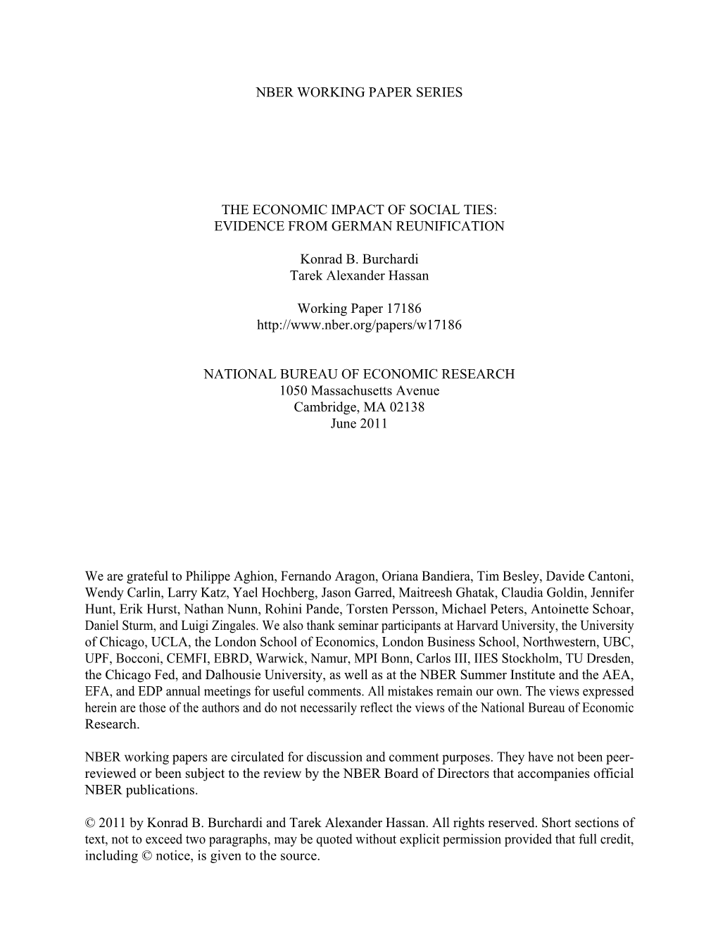 The Economic Impact of Social Ties: Evidence from German Reunification