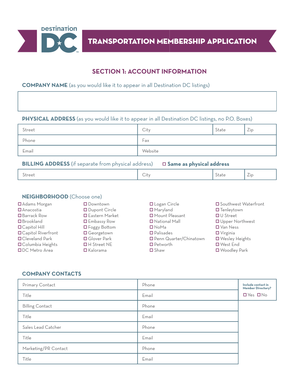 TRANSPORTATION Membership Application