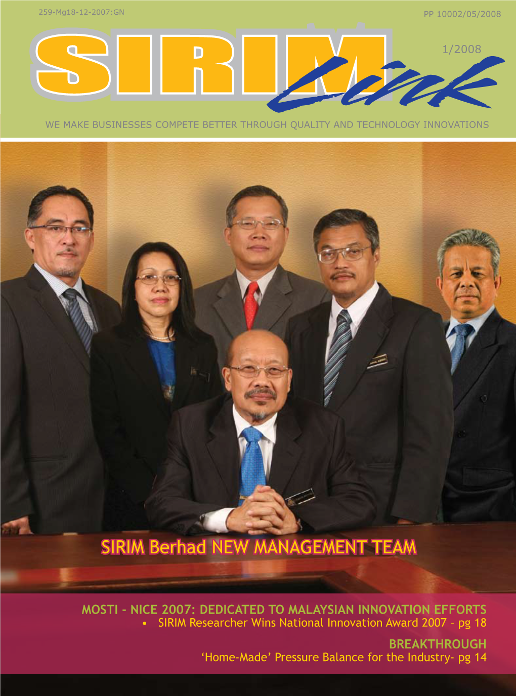 SIRIM Berhad NEW MANAGEMENT TEAM