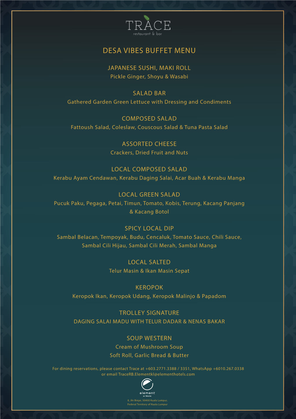 Desa Vibes Buffet Menu