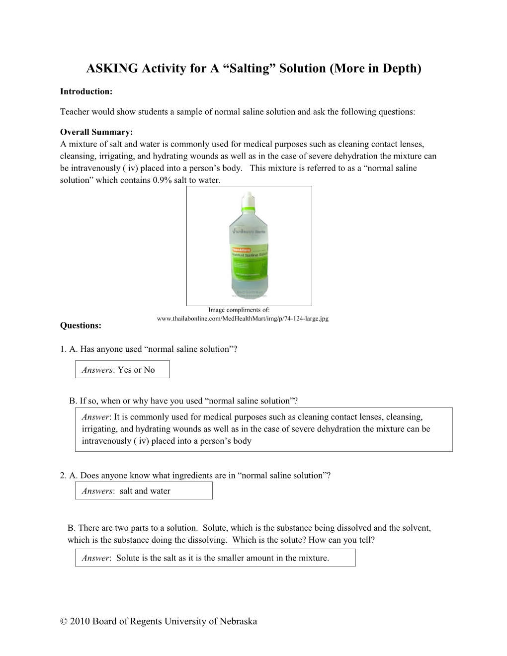 ASKING Activity for a Salting Solution (More in Depth)