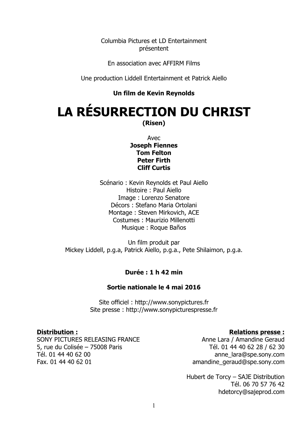 LA RÉSURRECTION DU CHRIST (Risen)