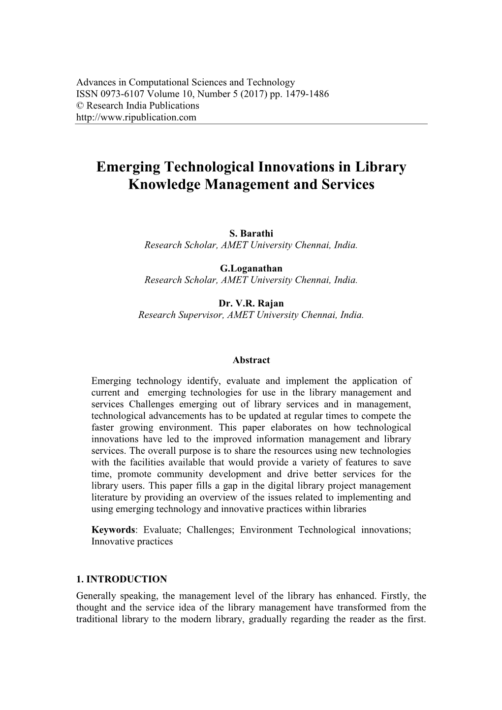 Emerging Technological Innovations in Library Knowledge Management and Services