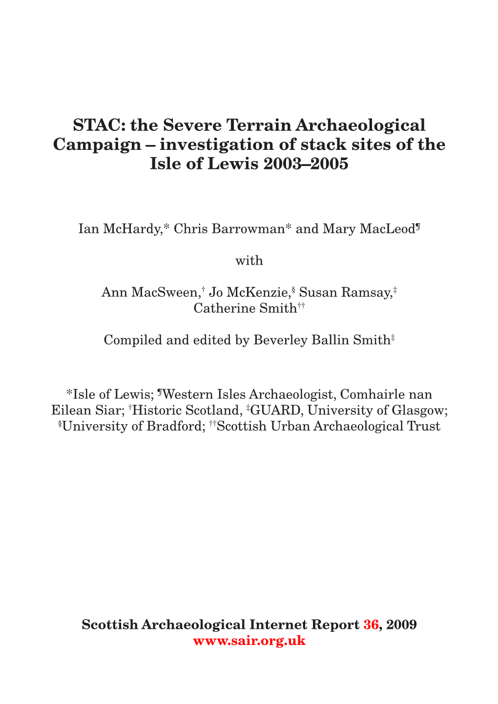 STAC: the Severe Terrain Archaeological Campaign – Investigation of Stack Sites of the Isle of Lewis 2003–2005