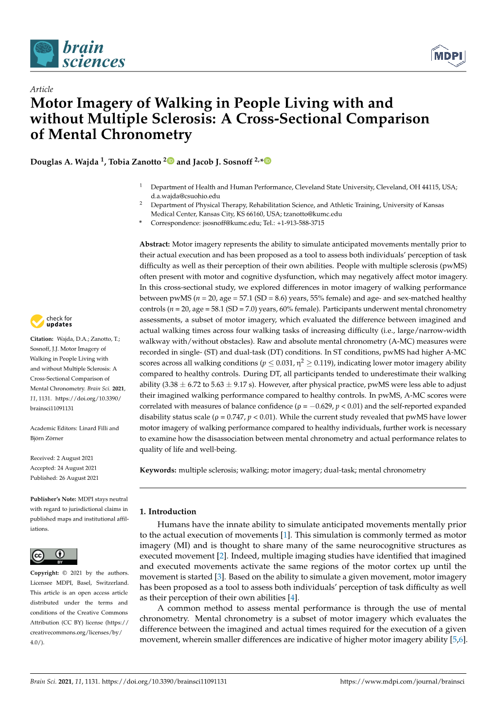 A Cross-Sectional Comparisonof Mental Chronometry