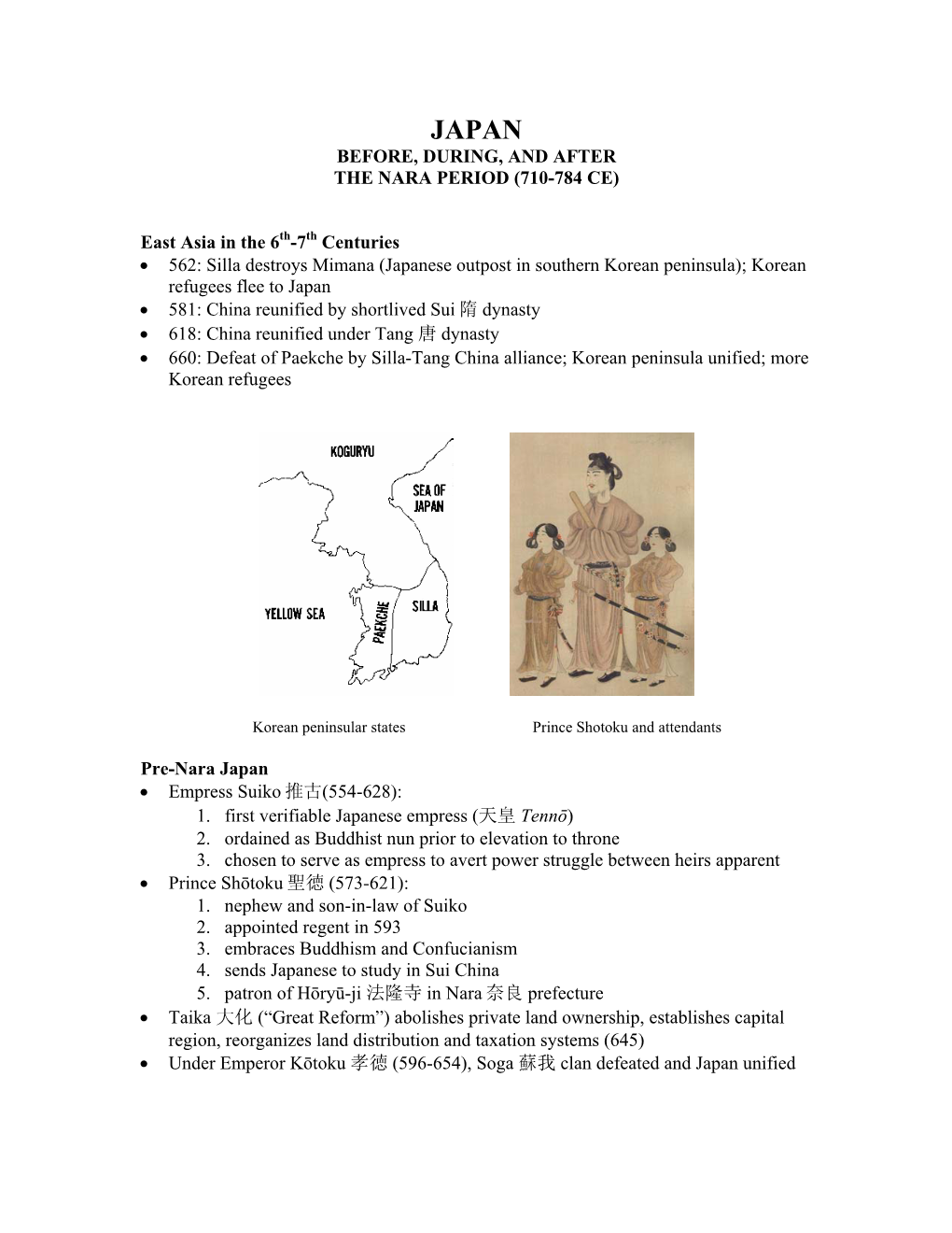 Japan Before, During, and After the Nara Period (710-784 Ce)