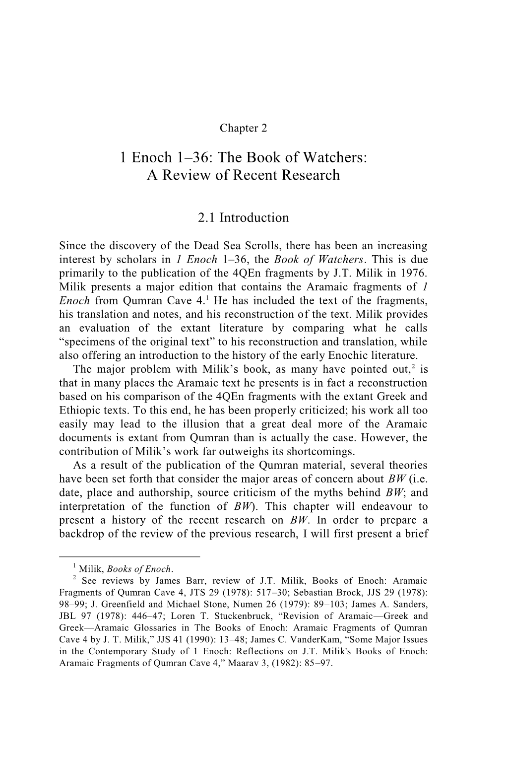 1 Enoch 1–36: the Book of Watchers: a Review of Recent Research