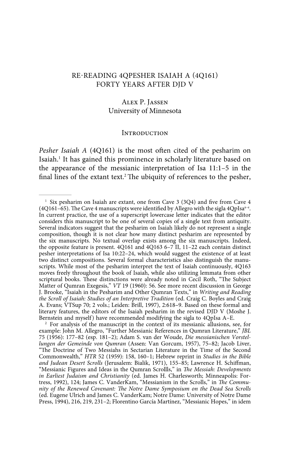 FORTY YEARS AFTER DJD V Alex P. Jassen University Of