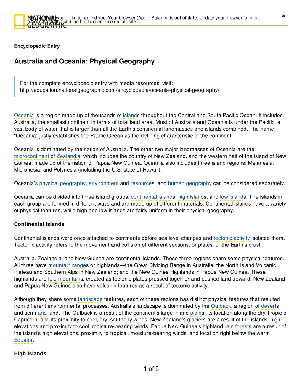 Australia and Oceania: Physical Geography ×