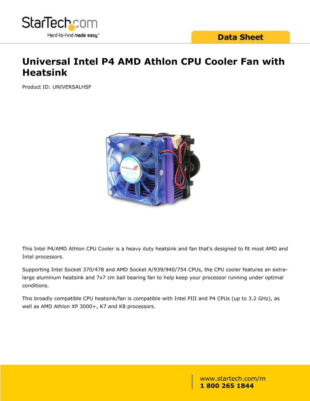 Universal Intel P4 AMD Athlon CPU Cooler Fan with Heatsink