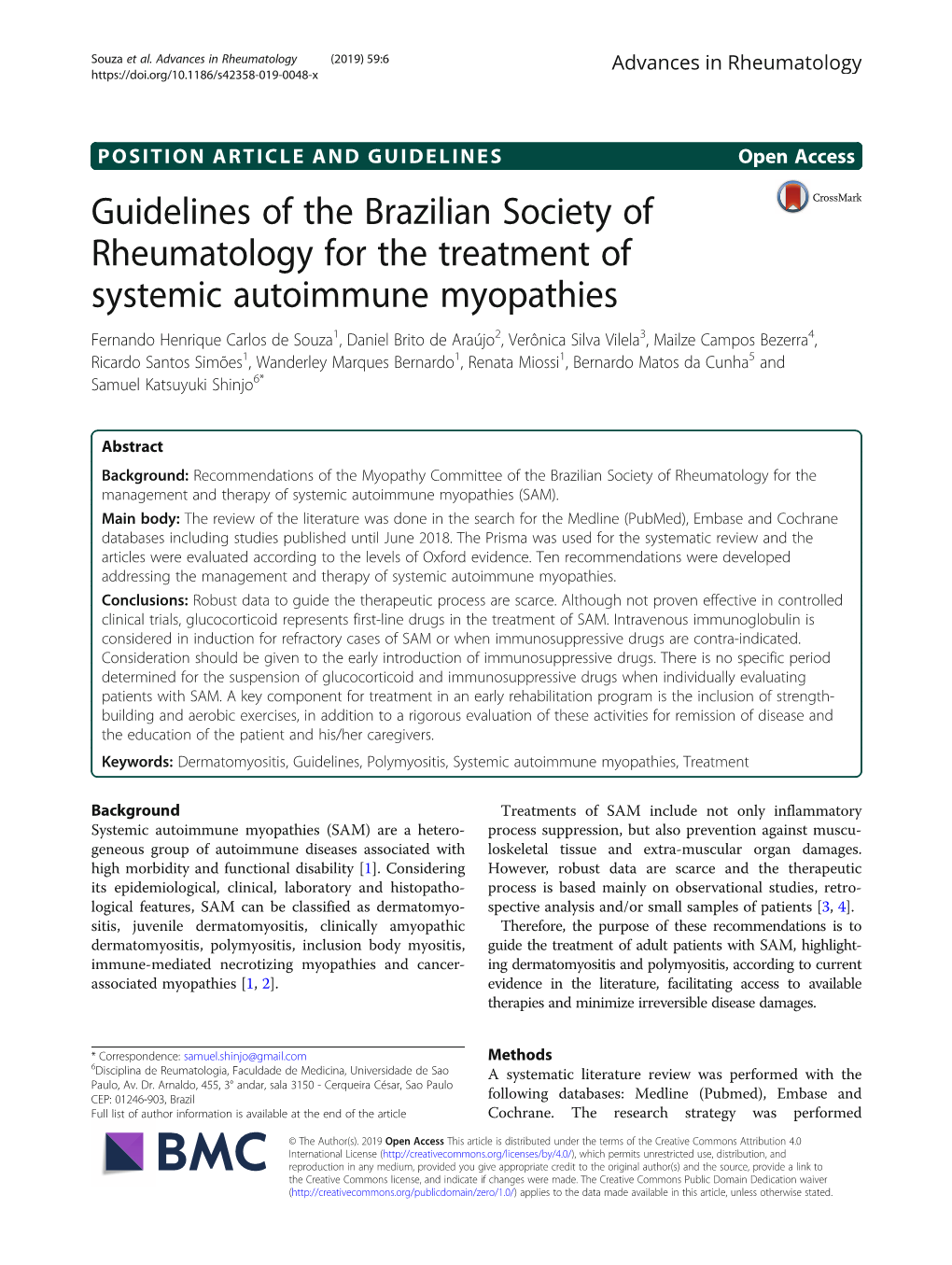 Guidelines of the Brazilian Society of Rheumatology for the Treatment Of