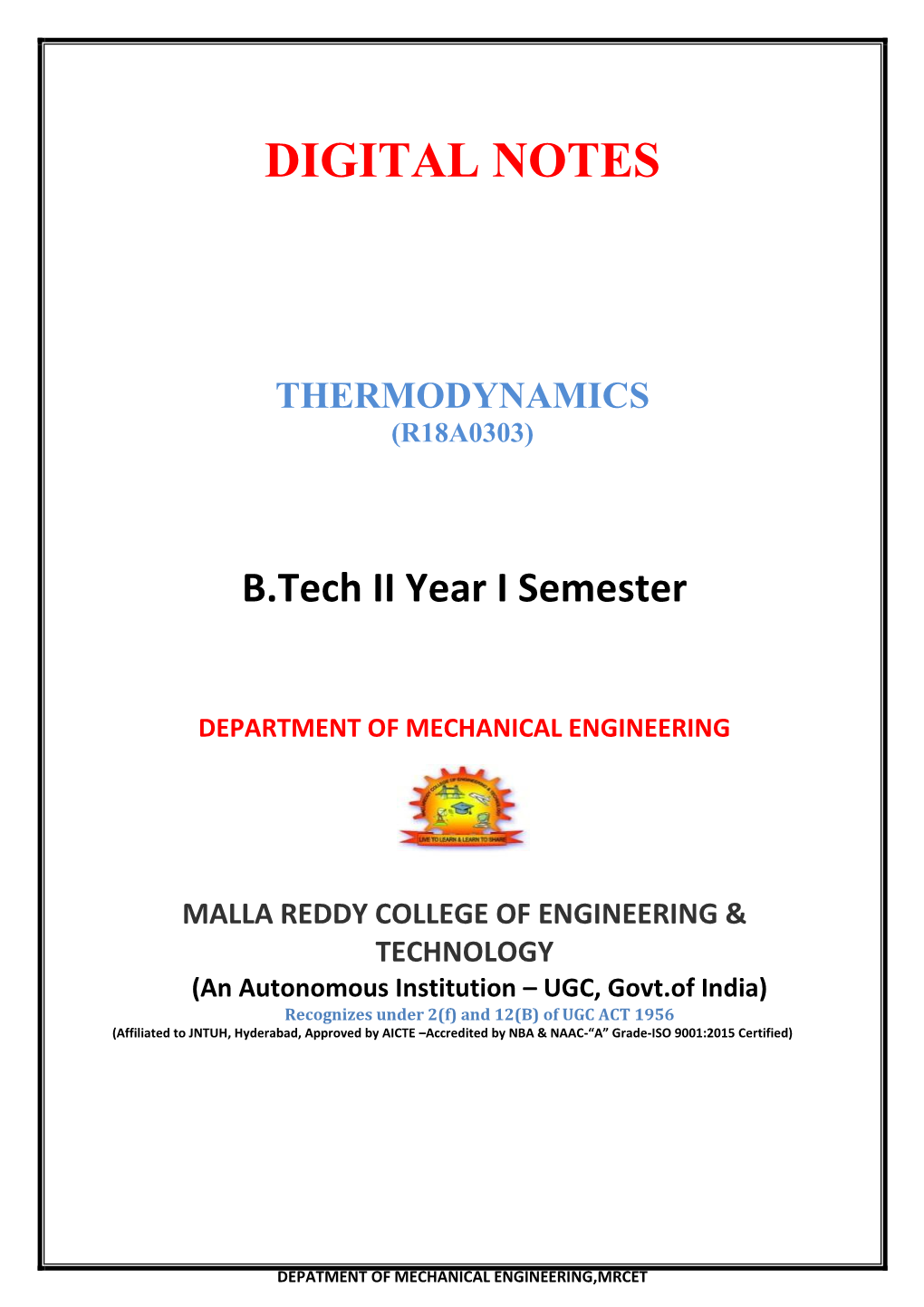 Digital Notes Thermodynamics