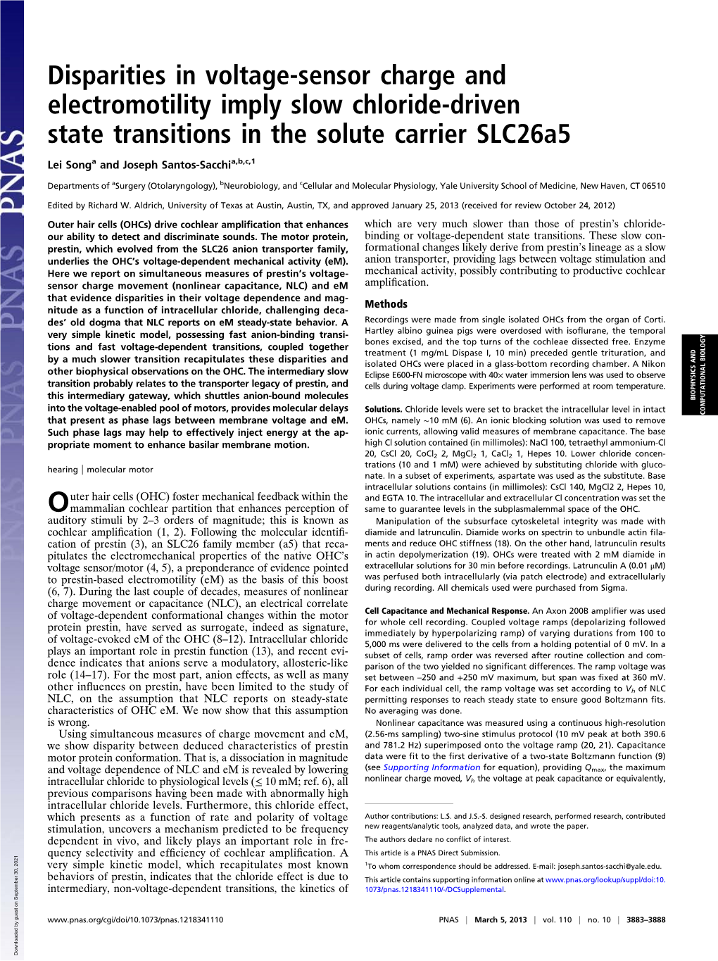 Disparities in Voltage-Sensor Charge and Electromotility Imply Slow Chloride-Driven State Transitions in the Solute Carrier Slc26a5