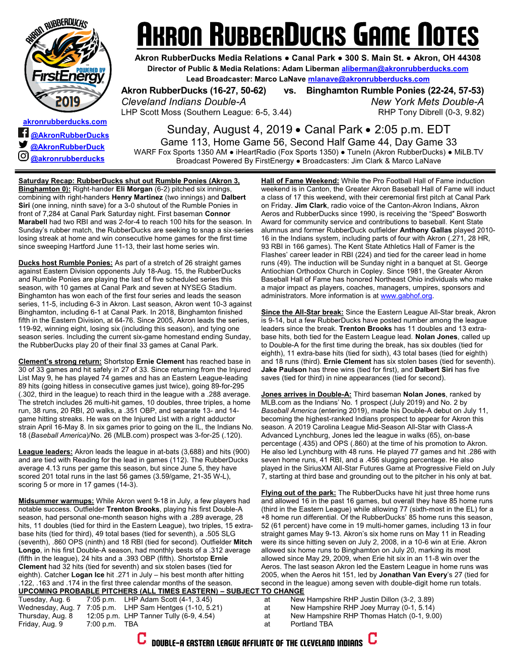 20190804 Rubberducks Game Notes