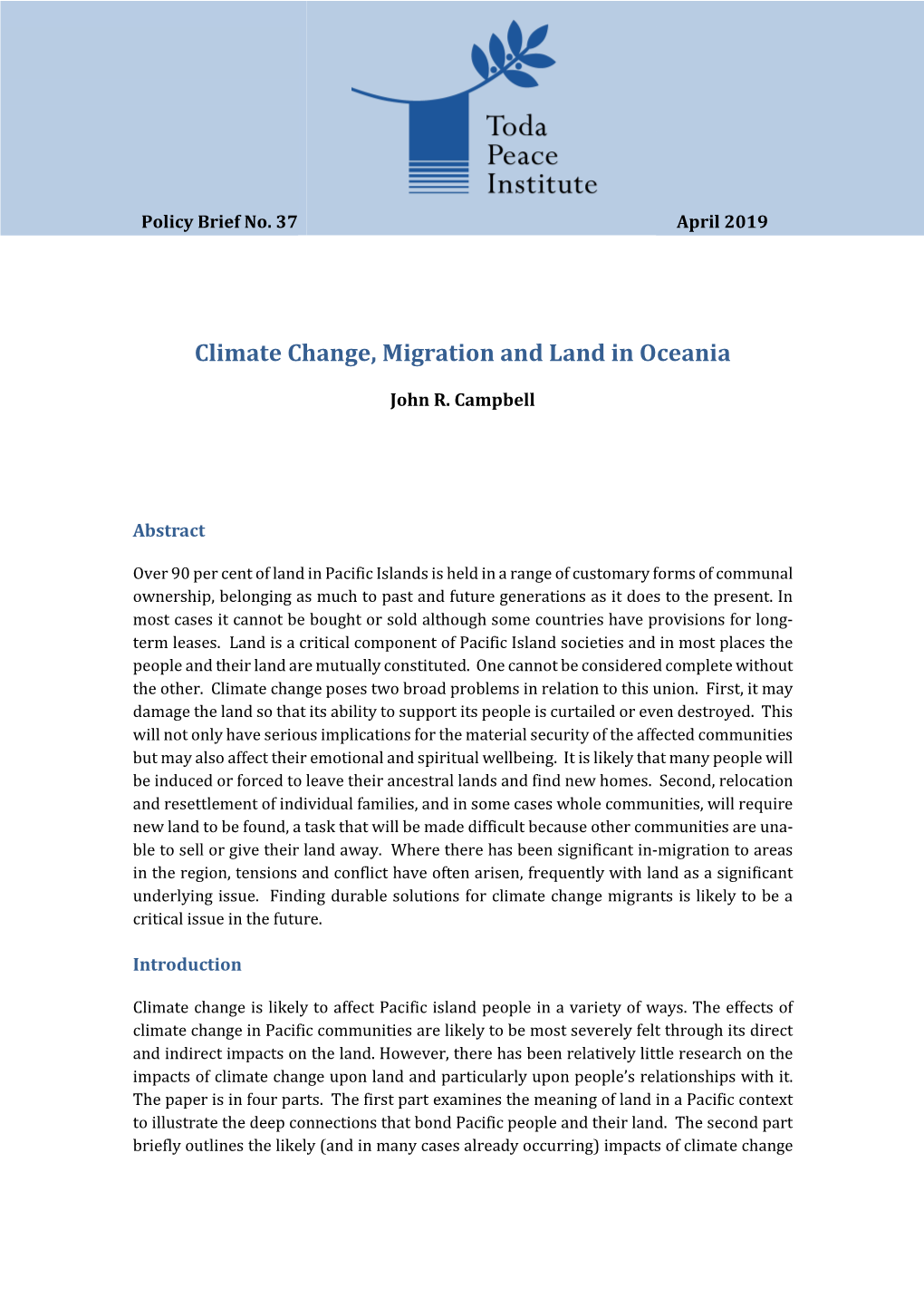 T-PB John Campbell Climate Change,Migration and Land In