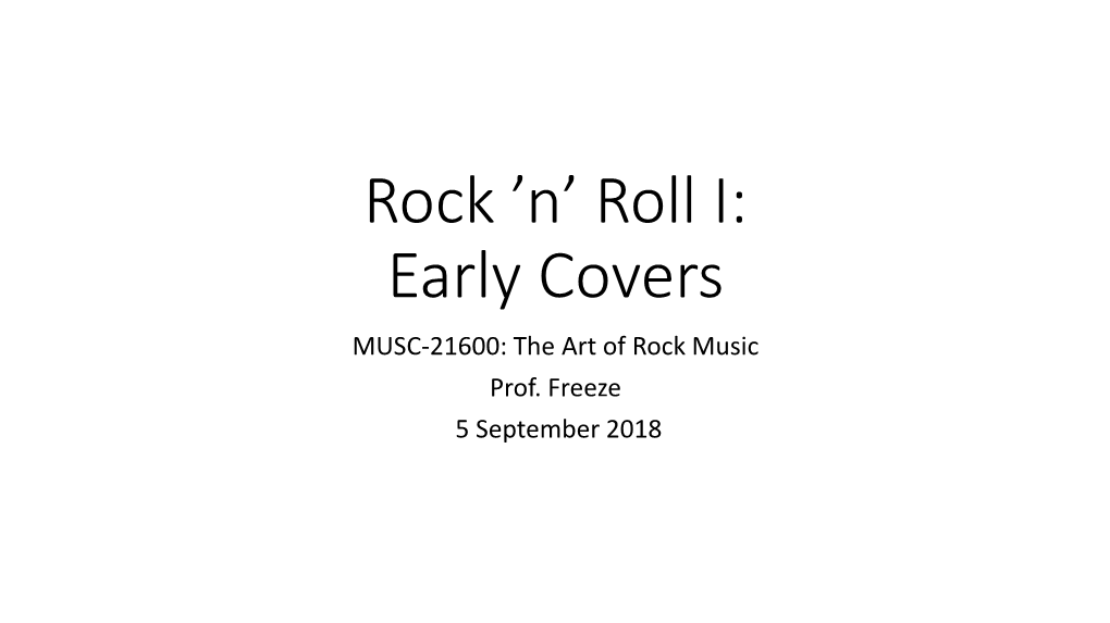 'N' Roll I: Early Covers